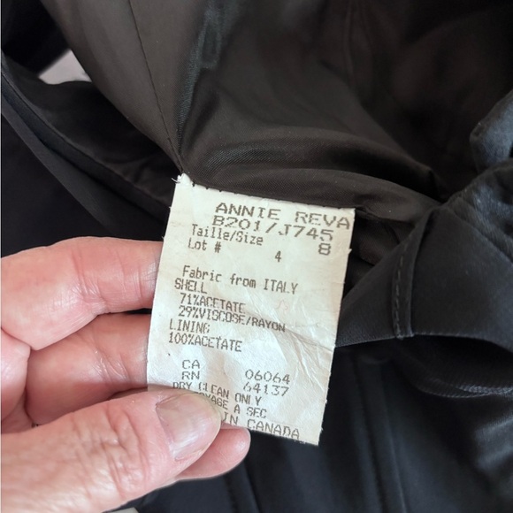 Annie Reva Women’s Sheer Top Lined Acetate Snap Split Sleeve Black Top! Size 8 - Picture 9 of 10